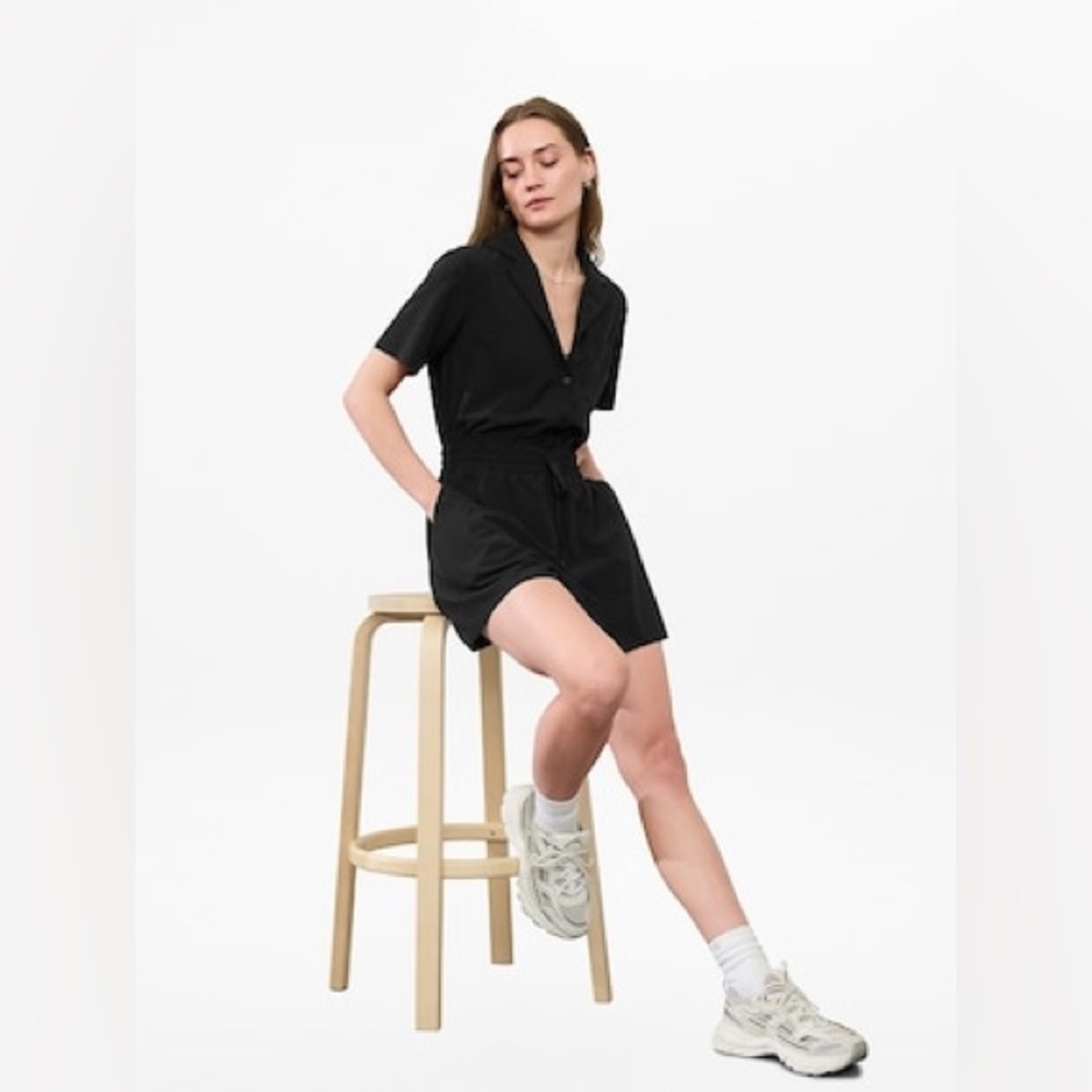 NEW Athleta Avenue Romper Black Medium NWT Athleisure